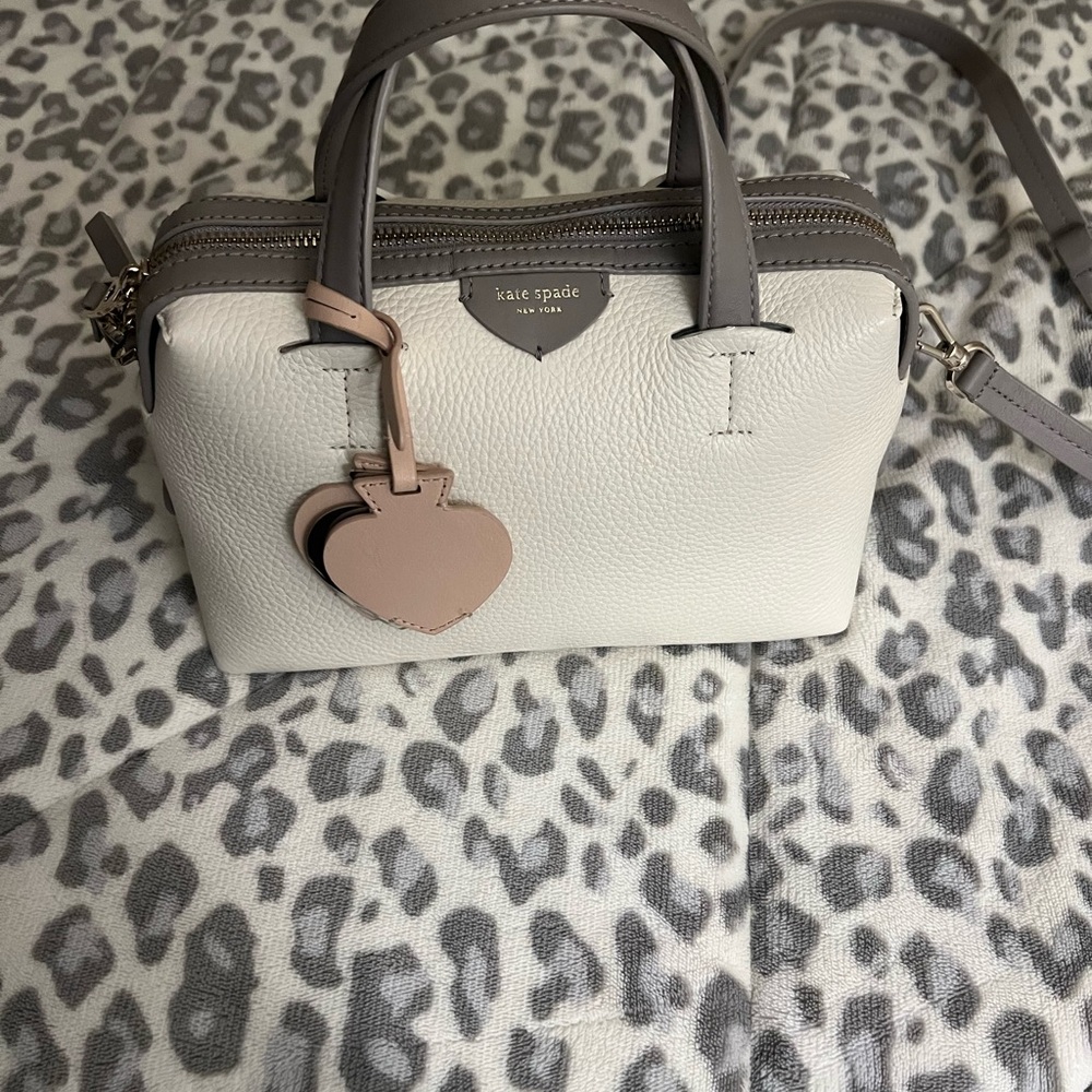 Kate Spade White and Gray Leather Satchel